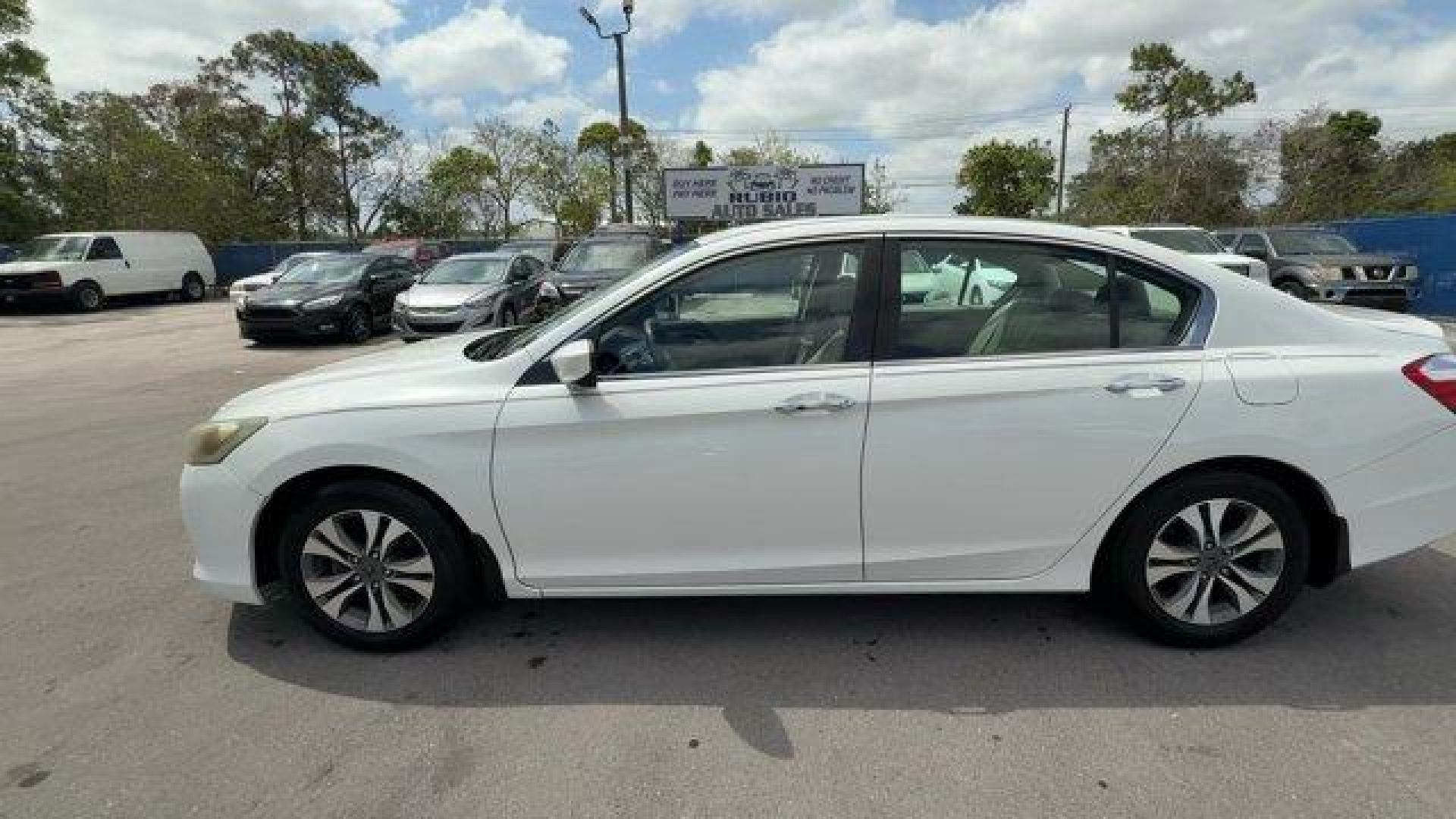 2014 White Honda Accord Sedan (1HGCR2F32EA) with an 4 2.4 L engine, Variable transmission, located at 27610 S Dixie Hwy, Homestead, FL, 33032, (305) 749-2348, 25.510241, -80.438301 - IIHS Top Safety Pick+. Delivers 36 Highway MPG and 27 City MPG! This Honda Accord Sedan boasts a Regular Unleaded I-4 2.4 L/144 engine powering this Variable transmission. Window Grid Antenna, Wheels: 16 Alloy, Vinyl Door Trim Insert.* This Honda Accord Sedan Features the Following Options *Valet Fu - Photo#1