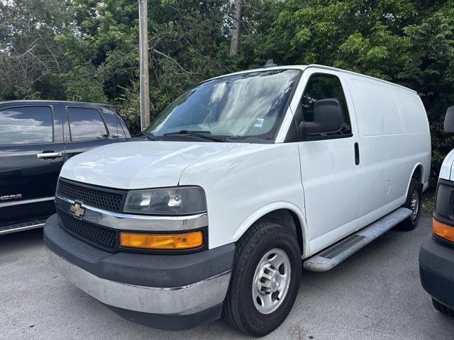2019 Summit White /Jet Black/Medium Dark Pewter Chevrolet Express Cargo Van (1GCWGAFGXK1) with an 8 6.0L engine, Automatic transmission, located at 27610 S Dixie Hwy, Homestead, FL, 33032, (305) 749-2348, 25.510241, -80.438301 - This Chevrolet Express Cargo Van boasts a Gas/Ethanol V8 6.0L/364 engine powering this Automatic transmission. WINDOW SECURITY BAR, REAR SIDE DOOR GLASS, TRANSMISSION, 6-SPEED AUTOMATIC, HEAVY-DUTY, ELECTRONICALLY CONTROLLED with overdrive and tow/haul mode. Includes Cruise Grade Braking, Powertrain - Photo#0