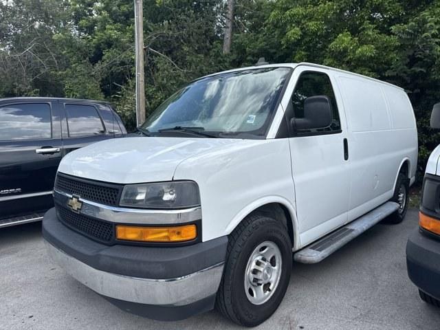 2019 Summit White /Jet Black/Medium Dark Pewter Chevrolet Express Cargo Van (1GCWGAFGXK1) with an 8 6.0L engine, Automatic transmission, located at 27610 S Dixie Hwy, Homestead, FL, 33032, (305) 749-2348, 25.510241, -80.438301 - This Chevrolet Express Cargo Van boasts a Gas/Ethanol V8 6.0L/364 engine powering this Automatic transmission. WINDOW SECURITY BAR, REAR SIDE DOOR GLASS, TRANSMISSION, 6-SPEED AUTOMATIC, HEAVY-DUTY, ELECTRONICALLY CONTROLLED with overdrive and tow/haul mode. Includes Cruise Grade Braking, Powertrain - Photo#0