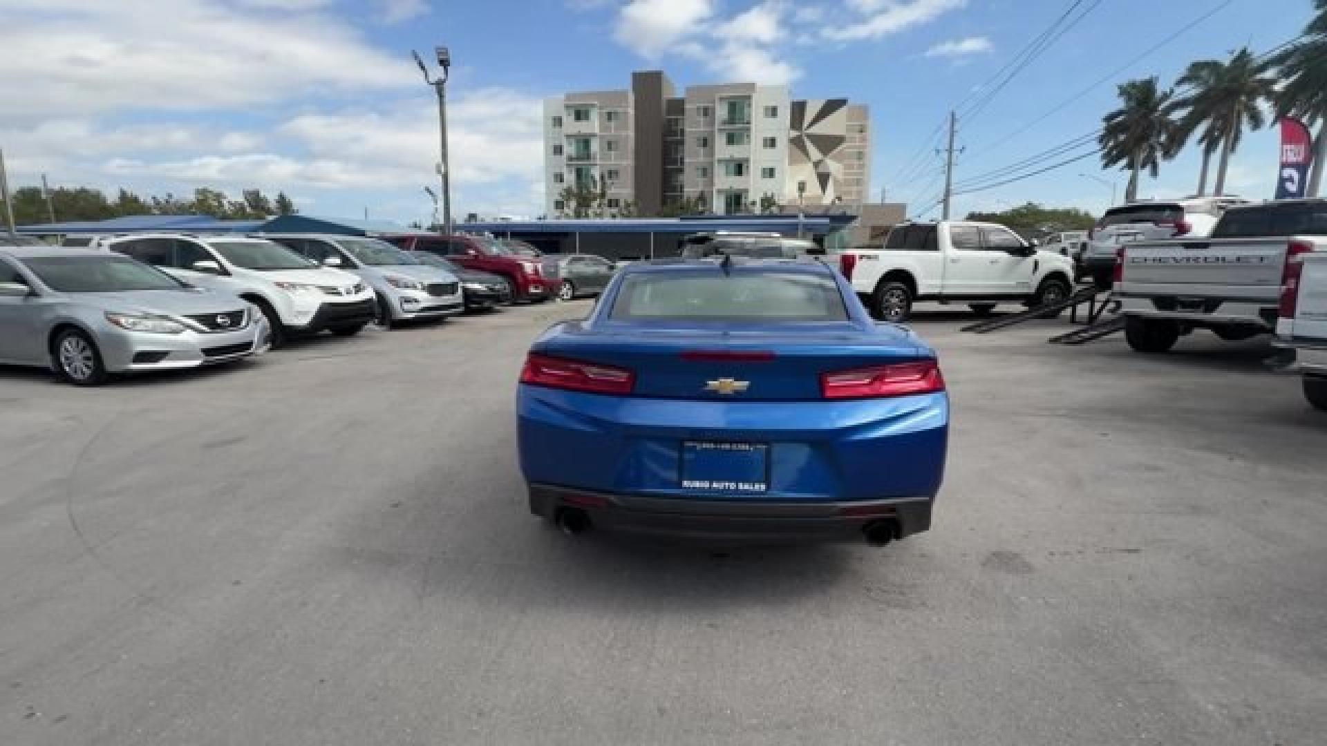 2016 Hyper Blue Metallic /Jet Black Chevrolet Camaro (1G1FA1RX8G0) with an 4 2.0L engine, Manual transmission, located at 27610 S Dixie Hwy, Homestead, FL, 33032, (305) 749-2348, 25.510241, -80.438301 - Ward's 10 Best Engines. Only 95,841 Miles! Boasts 30 Highway MPG and 21 City MPG! This Chevrolet Camaro delivers a Gas I4 2.0L/122 engine powering this Manual transmission. WHEELS, 18 (45.7 CM) SILVER-PAINTED ALUMINUM (STD), TRANSMISSION, 6-SPEED MANUAL (STD), TIRES, 245/50R18, BLACKWALL, ALL-SEASON- Photo#3