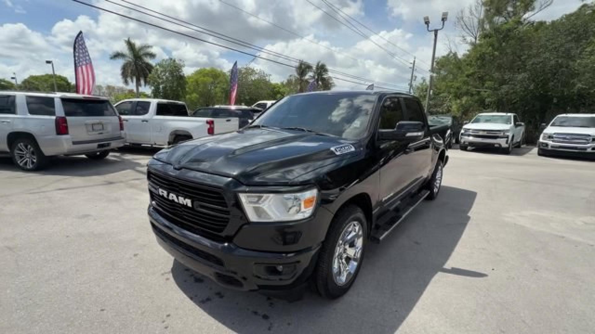 2019 Diamond Black Crystal Pearlcoat /Black Ram 1500 (1C6RREFT0KN) with an 8 5.7 L engine, Automatic transmission, located at 27610 S Dixie Hwy, Homestead, FL, 33032, (305) 749-2348, 25.510241, -80.438301 - KBB.com 10 Favorite New-for-2019 Cars. Scores 22 Highway MPG and 15 City MPG! This Ram 1500 boasts a Regular Unleaded V-8 5.7 L/345 engine powering this Automatic transmission. WHEELS: 20 X 9 ALUMINUM CHROME CLAD, TRANSMISSION: 8-SPEED AUTOMATIC (8HP75), TIRES: 275/55R20 OWL ALL SEASON.*This Ram 150 - Photo#0