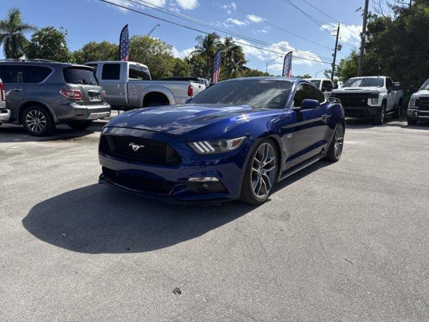 2015 Blue Ford Mustang GT Premium (1FA6P8CFXF5) with an 8 5.0 L engine, Automatic transmission, located at 27610 S Dixie Hwy, Homestead, FL, 33032, (305) 749-2348, 25.510241, -80.438301 - KBB.com Best Buy Awards Finalist. Only 92,923 Miles! Scores 25 Highway MPG and 15 City MPG! This Ford Mustang boasts a Premium Unleaded V-8 5.0 L/302 engine powering this Automatic transmission. Wheels: 18 x 8 Magnetic Painted/Machined -inc: Aluminum, Trunk Rear Cargo Access, Trip Computer.*This For - Photo#0