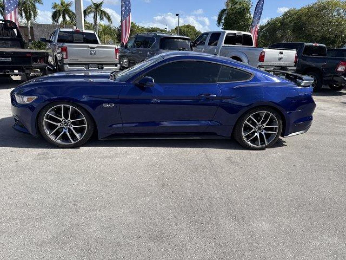 2015 Blue Ford Mustang GT Premium (1FA6P8CFXF5) with an 8 5.0 L engine, Automatic transmission, located at 27610 S Dixie Hwy, Homestead, FL, 33032, (305) 749-2348, 25.510241, -80.438301 - KBB.com Best Buy Awards Finalist. Only 92,923 Miles! Scores 25 Highway MPG and 15 City MPG! This Ford Mustang boasts a Premium Unleaded V-8 5.0 L/302 engine powering this Automatic transmission. Wheels: 18 x 8 Magnetic Painted/Machined -inc: Aluminum, Trunk Rear Cargo Access, Trip Computer.*This For - Photo#1