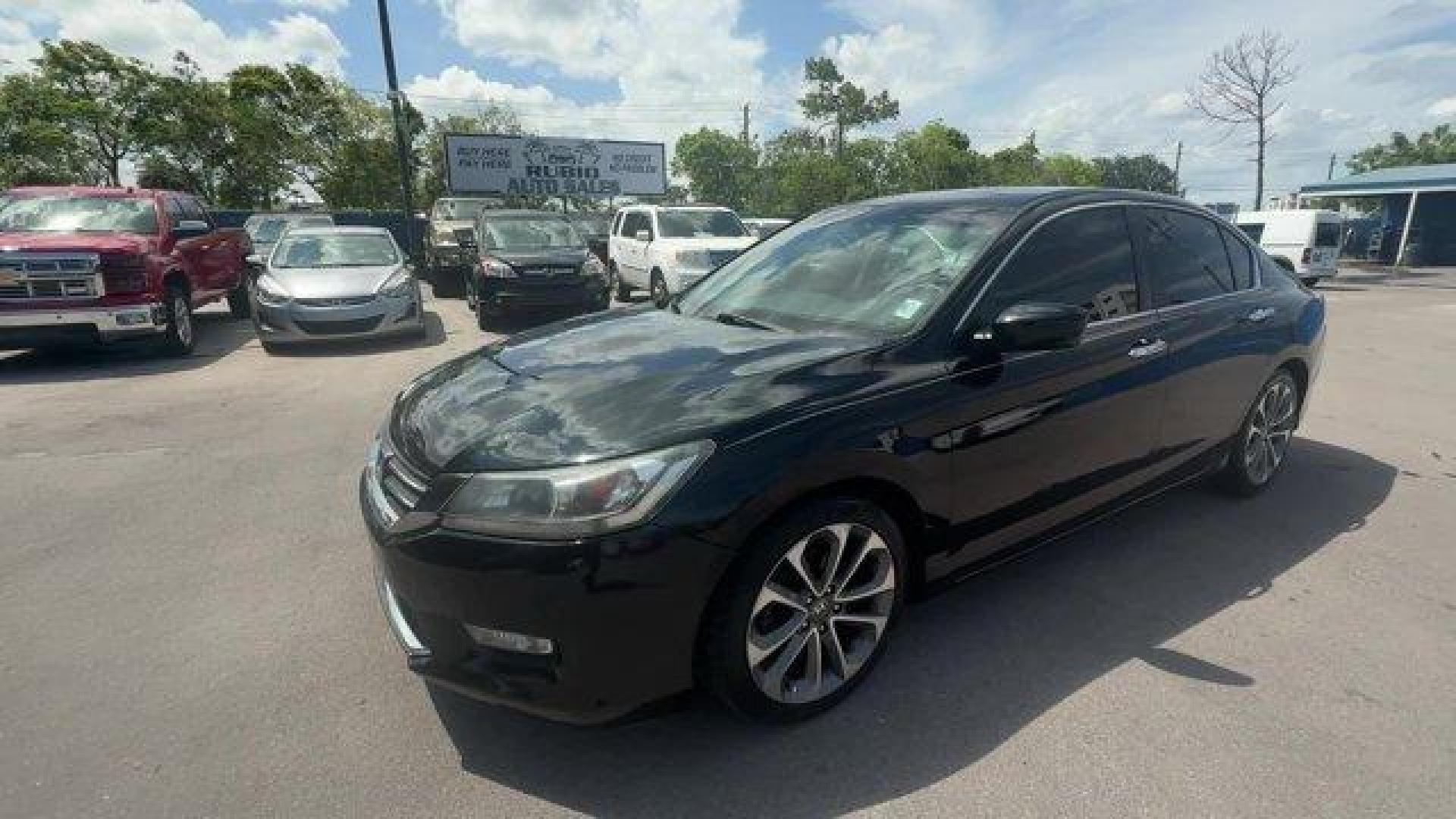 2013 Black Honda Accord Sdn Sport (1HGCR2F57DA) with an 4 2.4L engine, Variable transmission, located at 27610 S Dixie Hwy, Homestead, FL, 33032, (305) 749-2348, 25.510241, -80.438301 - IIHS Top Safety Pick. Boasts 35 Highway MPG and 26 City MPG! This Honda Accord Sdn boasts a Gas I4 2.4L/144 engine powering this Variable transmission. Vehicle Stability Assist (VSA) w/traction control, Variable intermittent flush windshield wipers, Tire pressure monitoring system.*This Honda Accord - Photo#0