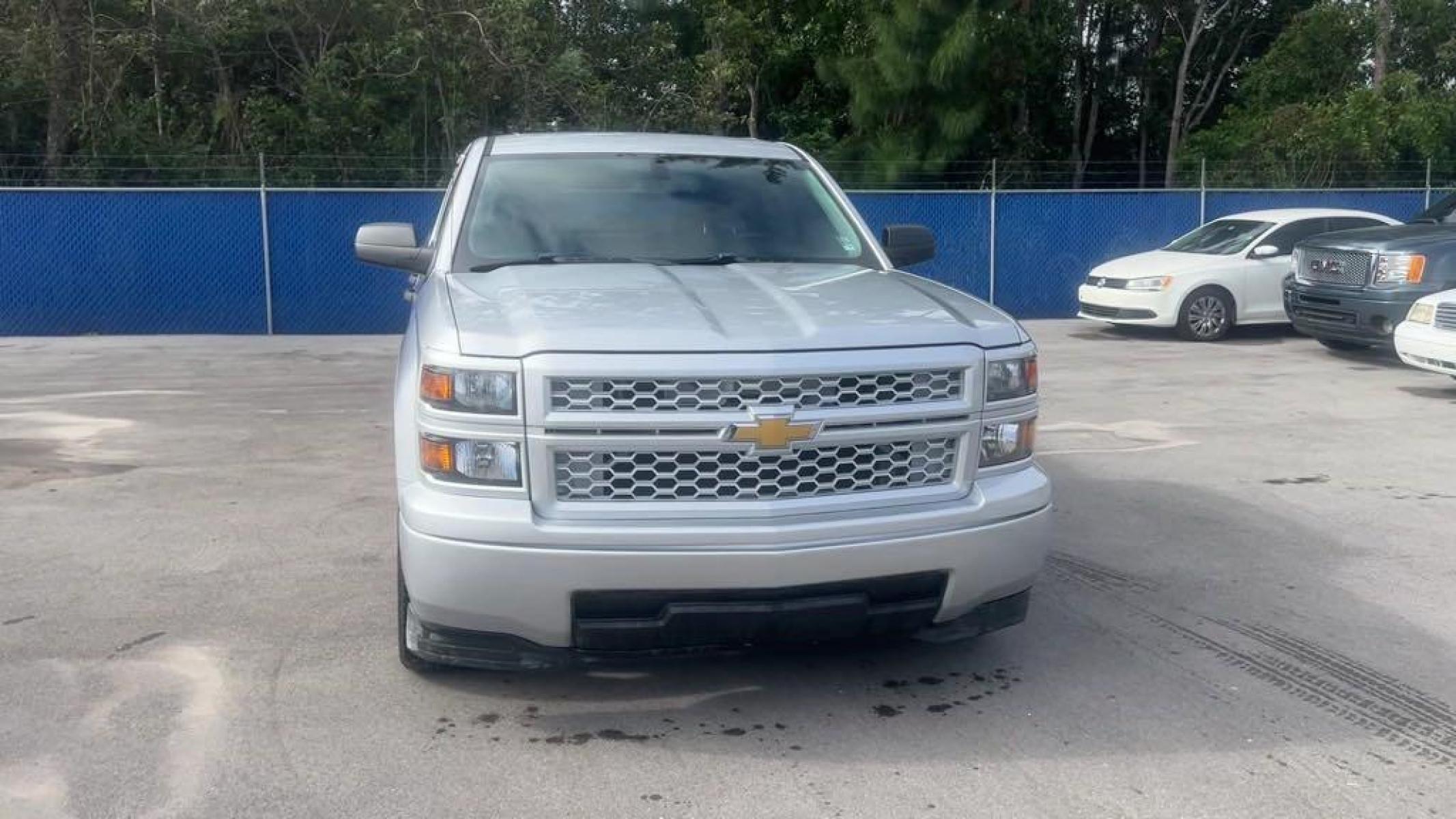2014 Silver Ice Metallic /Jet Black/Dark Ash Chevrolet Silverado 1500 Work Truck (1GCRCPEH7EZ) with an EcoTec3 4.3L V6 Flex Fuel engine, Automatic transmission, located at 27610 S Dixie Hwy, Homestead, FL, 33032, (305) 749-2348, 25.510241, -80.438301 - Photo #1